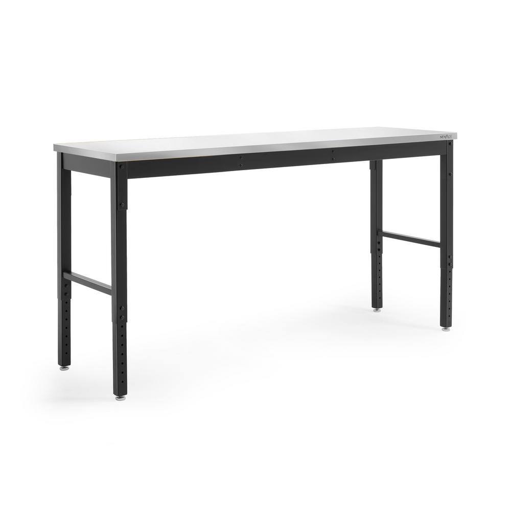 Adjustable Height Steel and Stainless Steel Workbench, 72" Wide