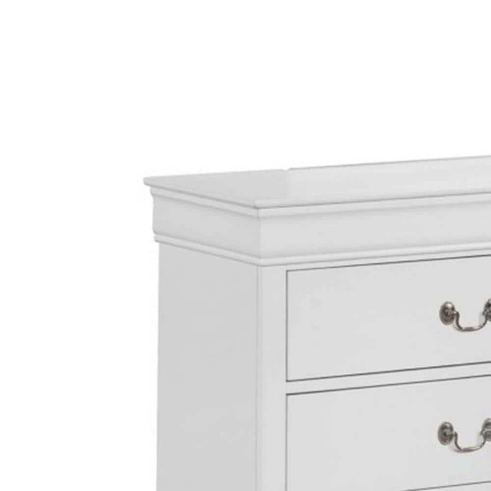 Transitional White Solid Wood Double Dresser with Metal Pulls