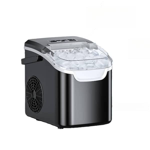 8.66 in. 26 lb. Portable Ice Maker Bullet Ice Machine with Selectable Ice Size in Black for Home/Office/Bar