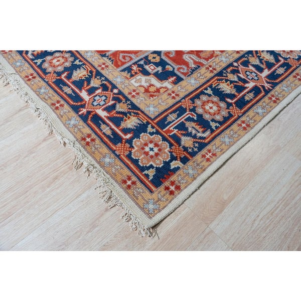 Blue Traditional Oriental Design Area Rug : Classic Hand-Knotted Wool Rug for Living Room, Bedroom, , Area Rug