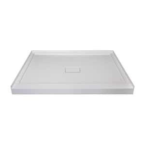 Linear 36 in. L x 36 in. W Single Threshold Alcove Shower Pan Base with a Center Drain in Grey