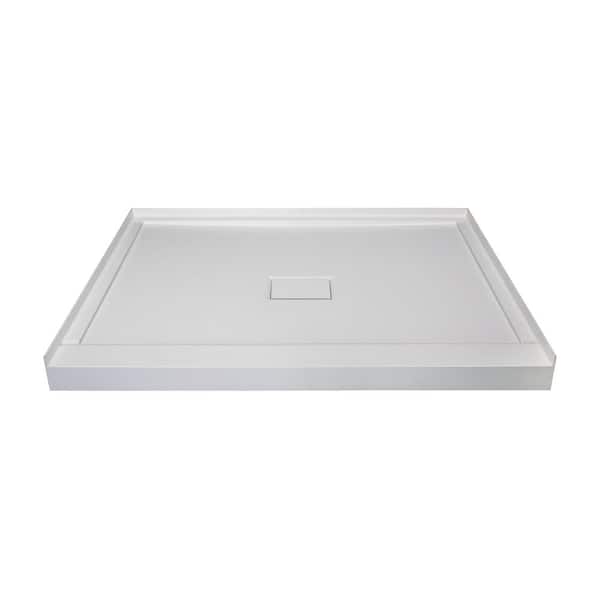 Transolid Linear 36 in. L x 36 in. W Single Threshold Alcove Shower Pan Base with a Center Drain in Grey