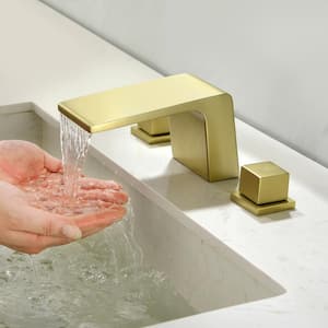 8 in. Widespread 2-Handle Bathroom Faucet and Waterfall Spout in Brushed Gold