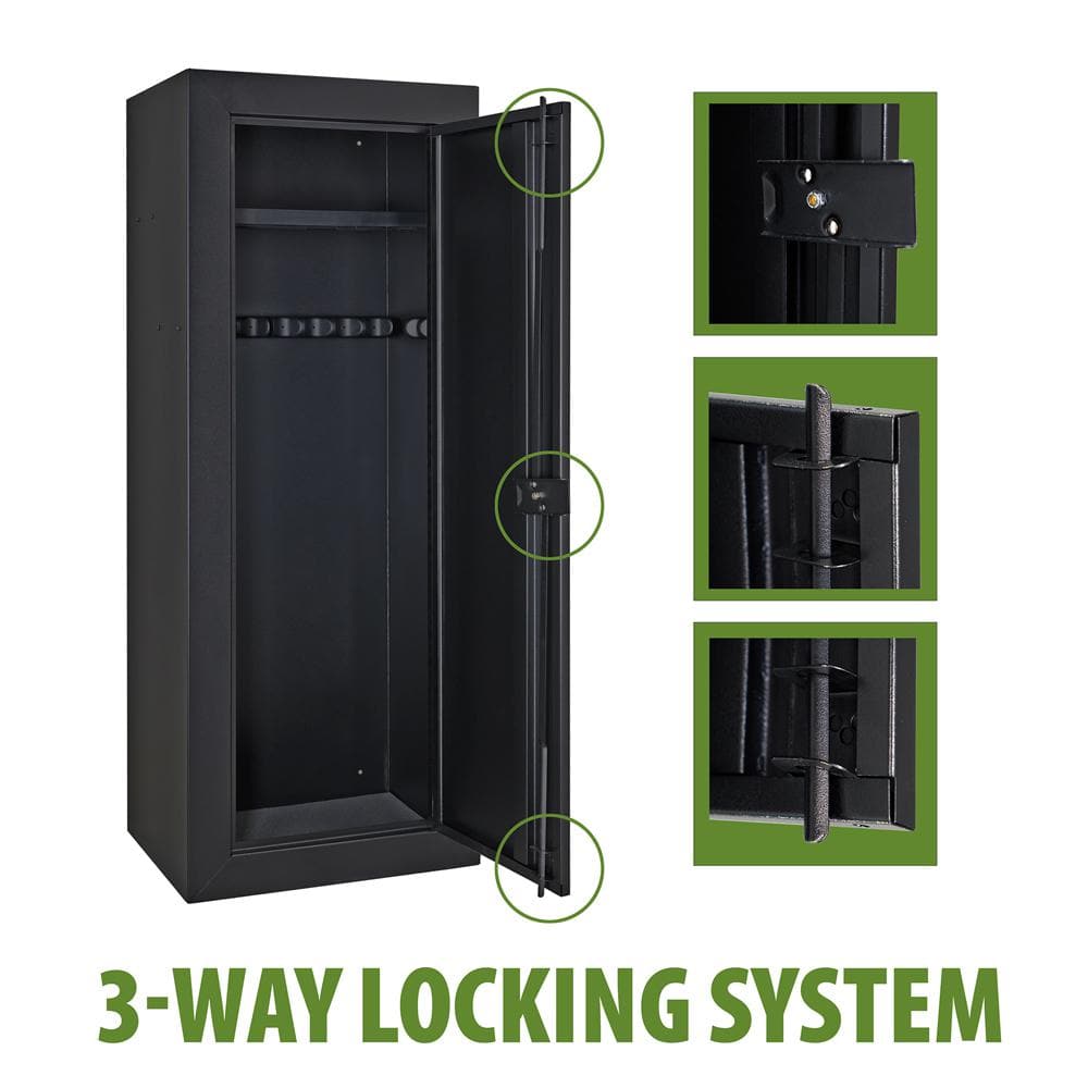 Black Steel 14-Gun Security Cabinet with Key Lock