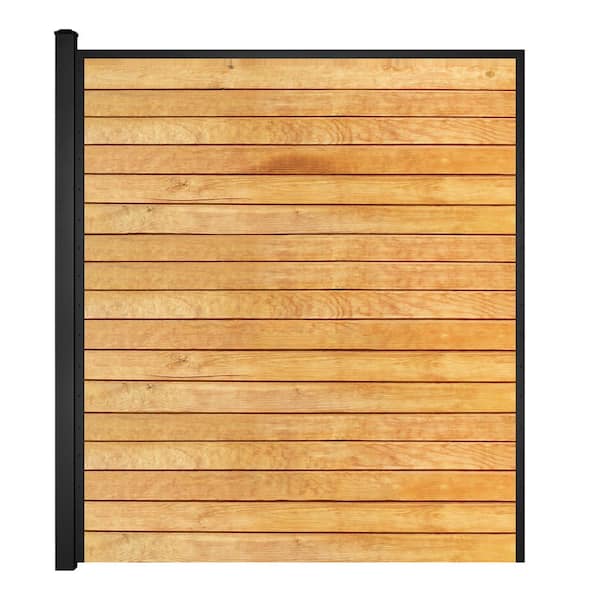 Slipfence 6 ft. x 8 ft. Horizontal Aluminum Fence Panel Including one 12 ft. Post, ready to add 17 units of 5/4 in. deck boards