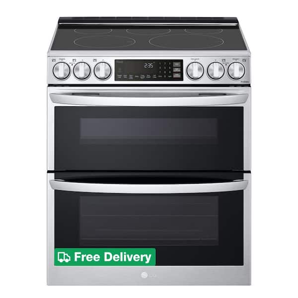 7.3 cu. ft. Smart Double Oven Slide-In Electric Range with ProBake and InstaView in PrintProof Stainless Steel