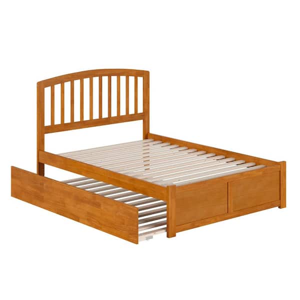Richmond Light Toffee Natural Bronze Solid Wood Frame Full Platform Bed with Footboard and Full Trundle