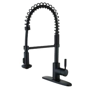 Casmir Single Handle Spring Coil Pull Down Sprayer Kitchen Faucet in Matte Black