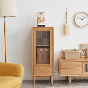 Natural Oak Accent Storage Cabinet With 1 drawer and 1 Shelf