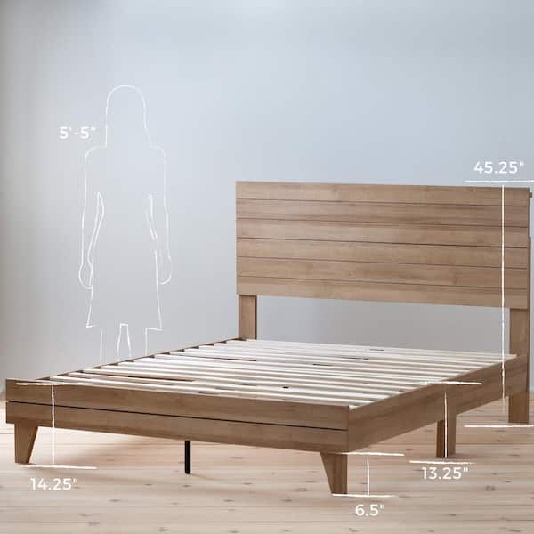 Laminate Wood Panel Platform Bed Frame, Maple King Size Bed Frame