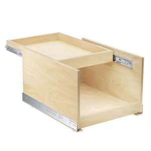 19.5 in. W Adjustable Wood Under Sink Caddy Slide-Out Shelf with Soft Close