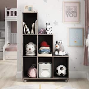 Double Island 34.25 in. W Cappuccino 9-Shelf Standard Bookcase with Caster Wheels