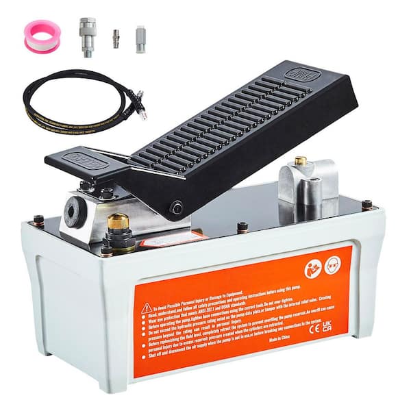 Air Hydraulic Pump, 10,000 PSI, 1/2 Gal Reservoir, NPT 3/8 in. Outlet, NPT 1/4 in. Inlet, Foot Actuated, Gray