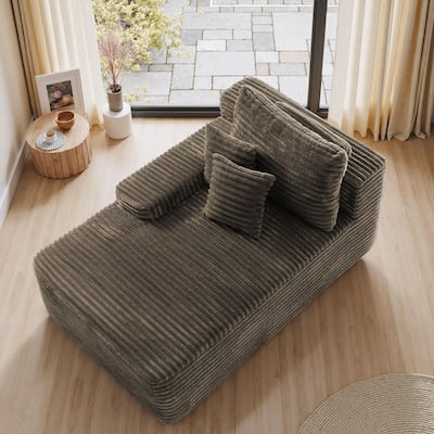 Light Brown Left Arm Facing Faux Rabbit Fur Polyester One Arm Sectional Chaise Lounge(Set of 1)