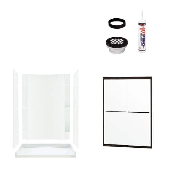 STERLING Accord 36 in. x 60 in. x 77 in. Shower Kit with Shower Door in White/Oil Rubbed Bronze-DISCONTINUED