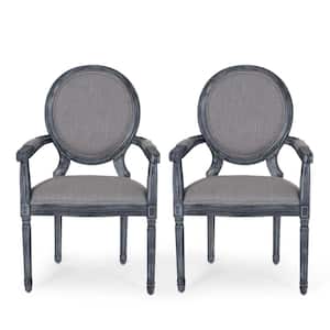 Huller Gray Wood and Fabric Arm Chair (Set of 2)