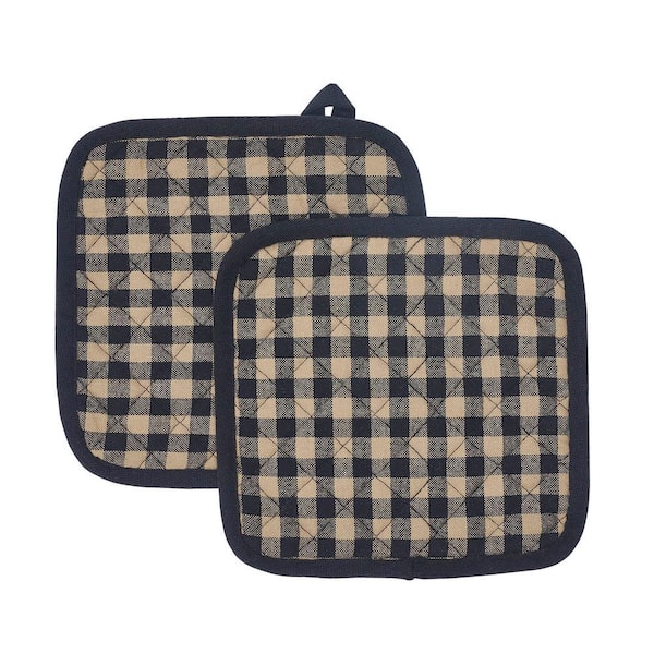 Black Check Cotton Pot Holder (2-Pack)