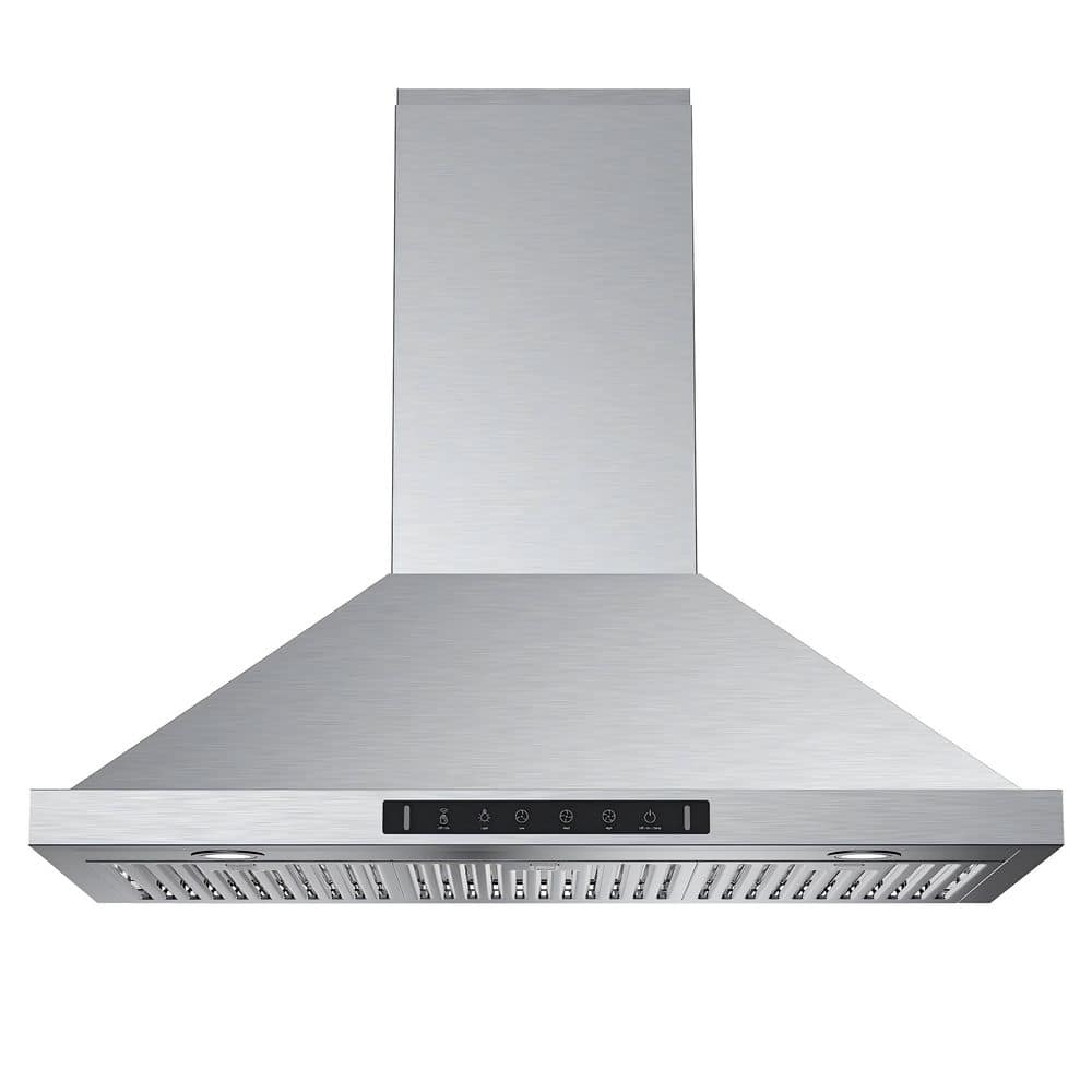36 in. 763 CFM Convertible Wall Mount Range Hood in Stainless Steel with Hard Mesh Filters and Lights