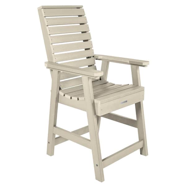 Highwood Weatherly Whitewash Counter-Height Recycled Plastic Outdoor Dining Arm Chair