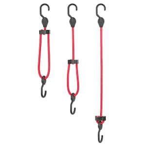 16 in. to 24 in. Adjustable Super Strong Bungee, Red (2-Pack)