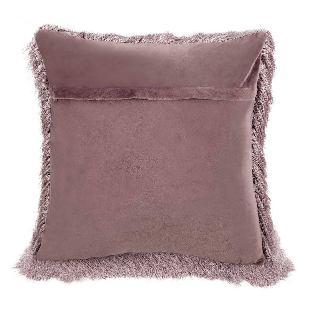 Lilac Shaggy Square Decorative Throw Pillow