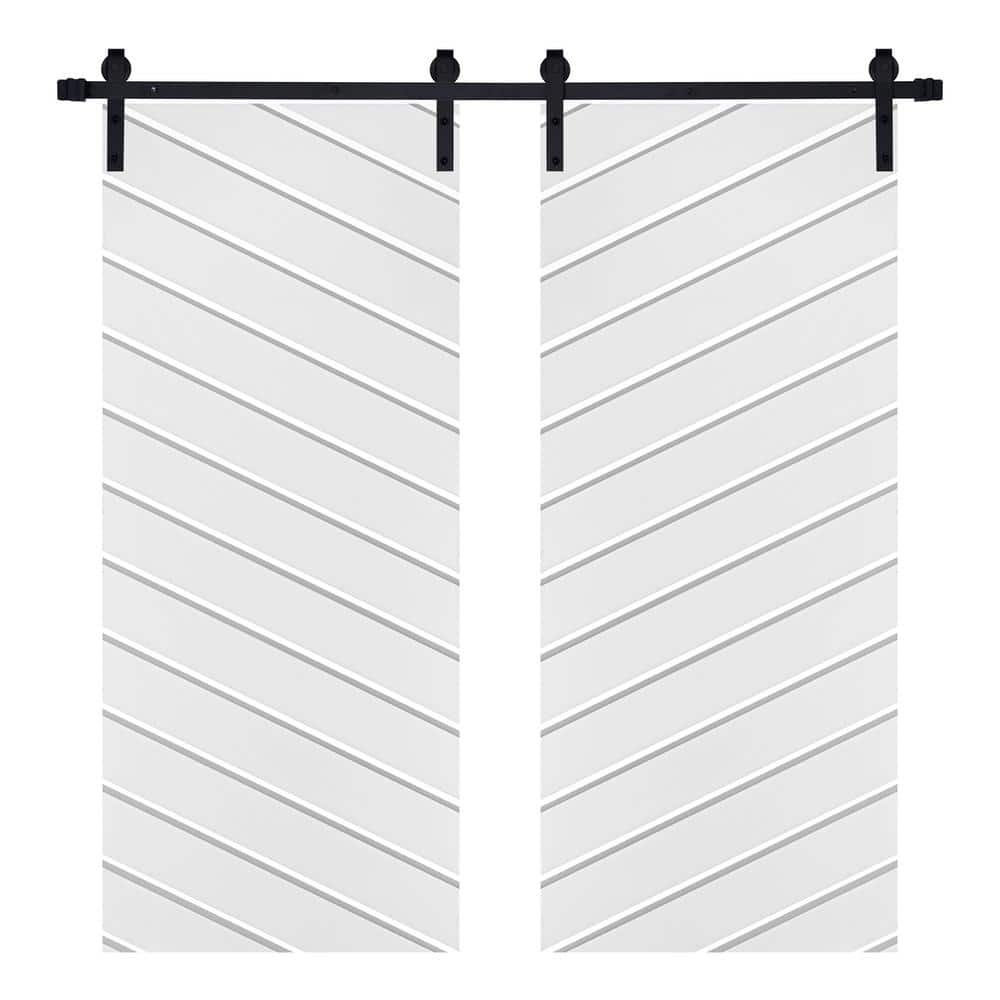 Modern TWILL Designed 48 in. x 80 in. MDF Panel White Painted Double Sliding Barn Door with Hardware Kit -  AIOPOP HOME, CR0148X80DWT