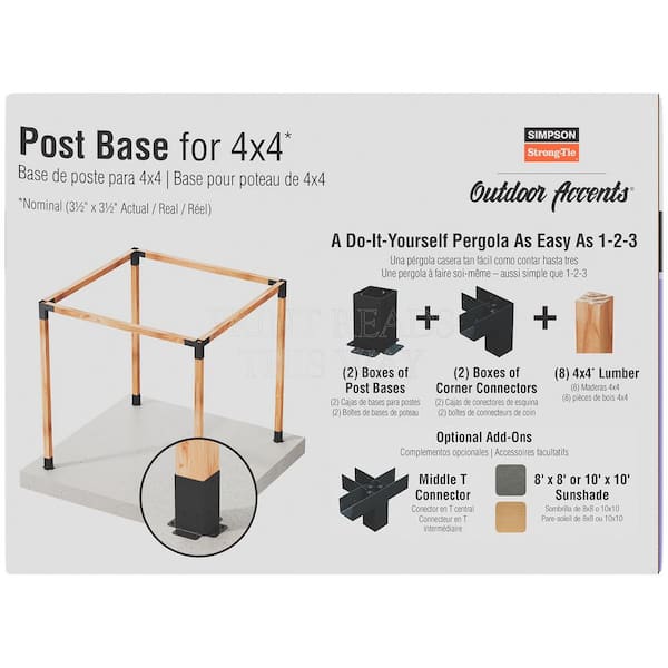 Outdoor Accents Sage System Black Powder-Coated Post Base for 4x4 with Screws (2-Pack)