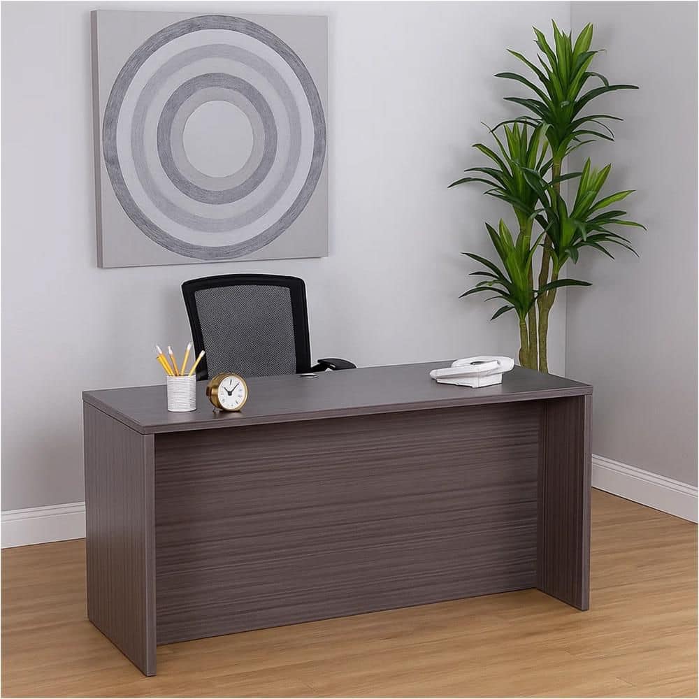 Benjara Jeny 24 in. Rectangle Gray Wood Office Credenza Shell Desk