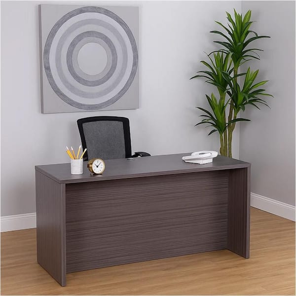 Benjara Jeny 24 in. Rectangle Gray Wood Office Credenza Shell Desk