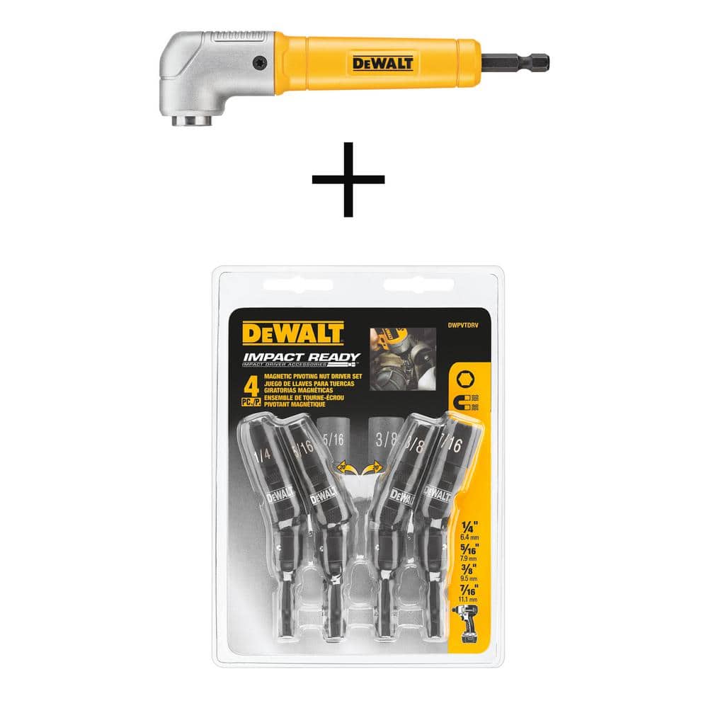 DEWALT MAXFIT Right Angle Magnetic Attachment with Magnetic Pivoting Nut  Driver Set (4-Piece) DWARA60WPVTDRV - The Home Depot