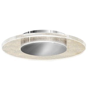Essence Disk 13 in. 1-Light Modern Chrome Integrated LED Flush Mount Ceiling Light Fixture for Kitchen or Bedroom