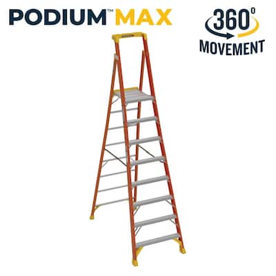 8 ft. Fiberglass Podium Ladder with 14 ft. Reach and 300 lbs. Load Capacity Type IA Duty Rating