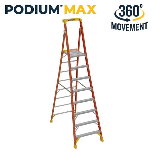 Werner 8 ft. Fiberglass Podium Ladder with 14 ft. Reach and 300 lbs. Load Capacity Type IA Duty Rating