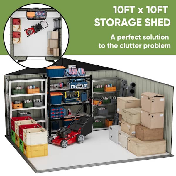Patiowell 10 ft. W x 10 ft. D Frame Included Outdoor Storage Metal