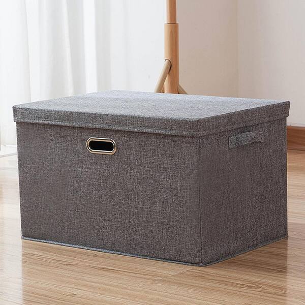 35 Qt. Fabric Storage Bin with Lid in Ivory (3-pack)