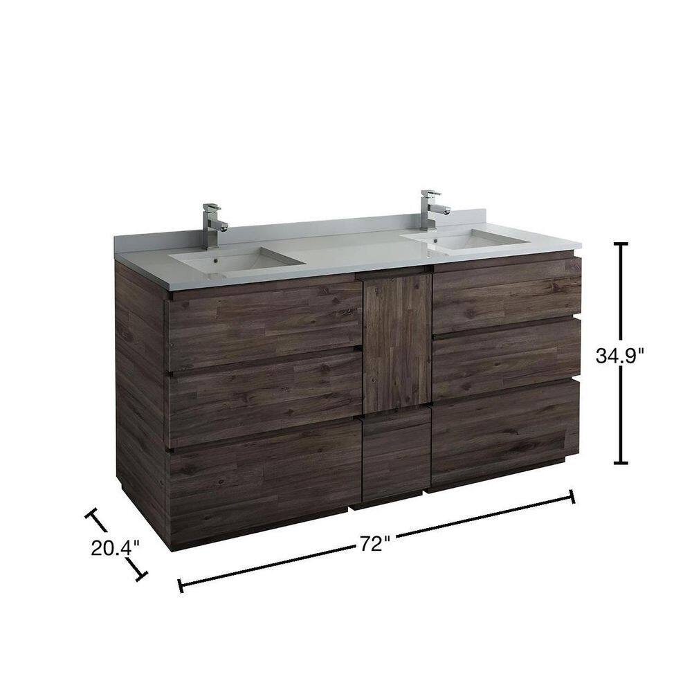 Formosa 72" Brown Quartz Stone Double Sink Vanity