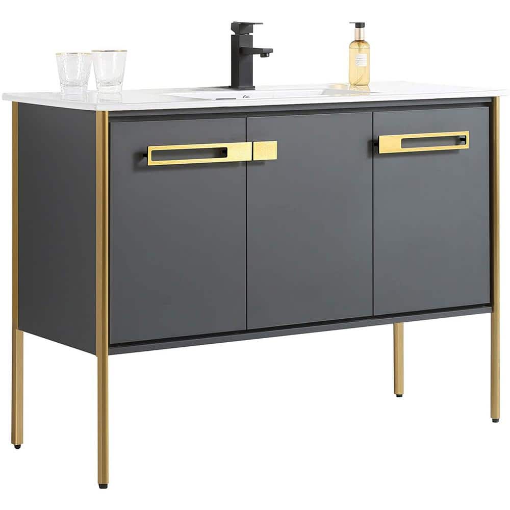 Oakville 48 in. W x 18.32 in. D x 33.5 in. H Bath Vanity in Onix Grey with White Ceramic Top price history on PriceWatchPro