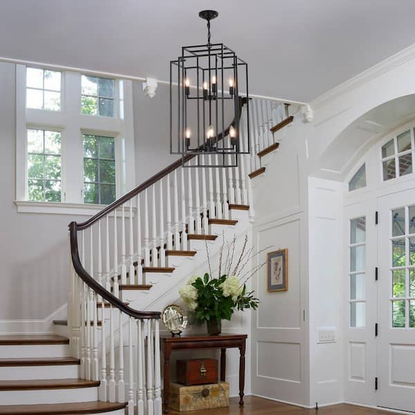 Sunpez 18 in. W 8-Lights Industrial Farmhouse Tiered Chandelier