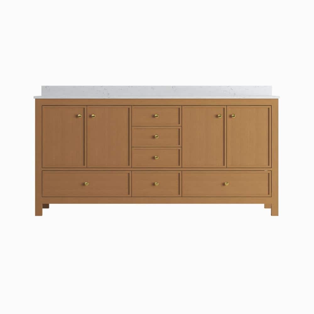 72 in. Freestanding Oak Bath Vanity with White Engineered Marble Top Pre-assembled price history on PriceWatchPro