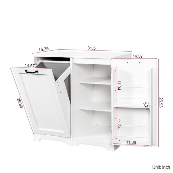 Tatahance White 30.3 in. x 31.5 in. x 15.7 in. Wood Freestanding