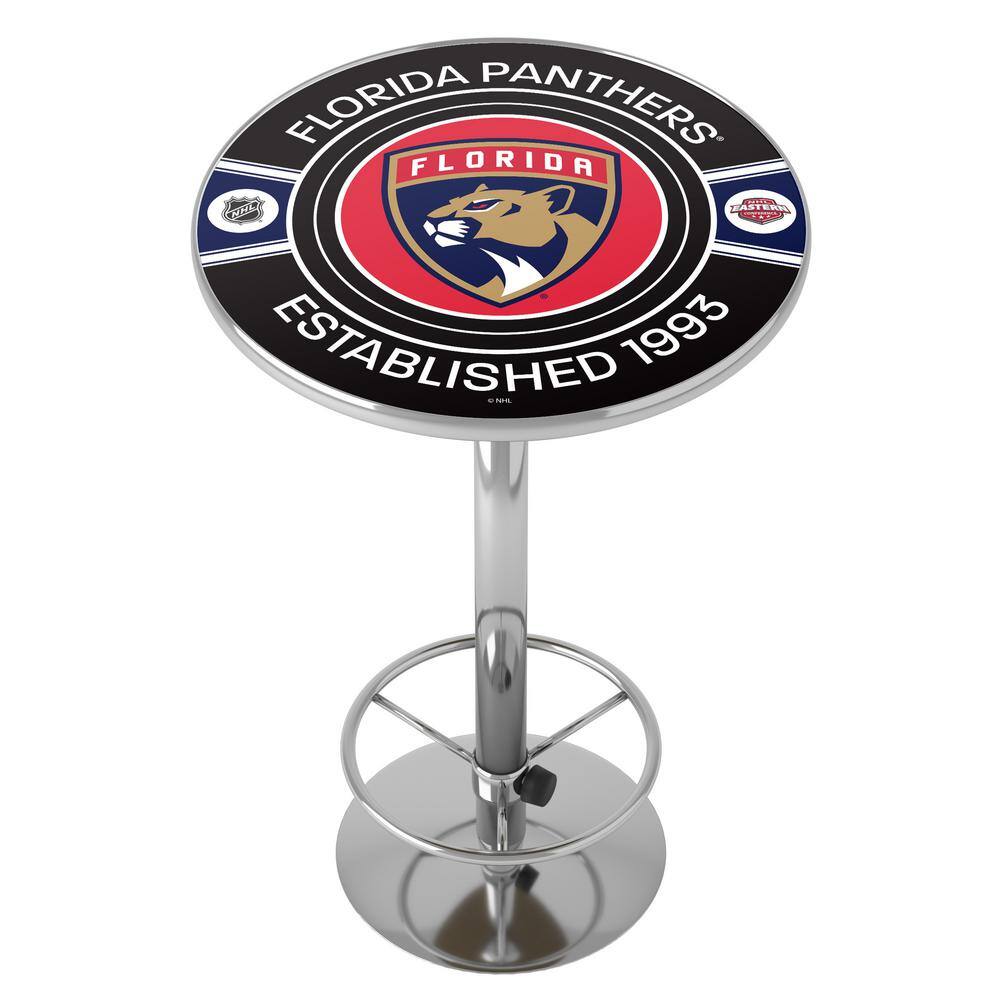 Florida Panthers Patch 27 in. Chrome Round Table Top with Adjustable Foot R