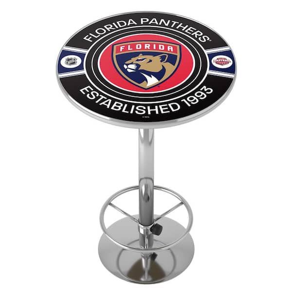 Unbranded Florida Panthers Patch 27 in. Chrome Round Table Top with Adjustable Foot Rest