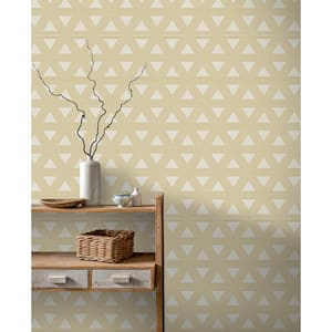 White and Gold Geometric Triangle Peel and Stick Non-Woven Wallpaper