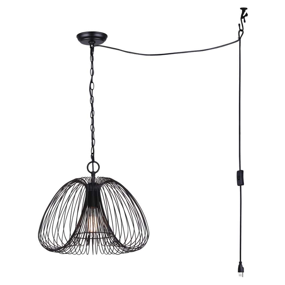 Stockholm 60-Watt 1-Light Black Casual Pendant with Black Metal Shade price history on PriceWatchPro