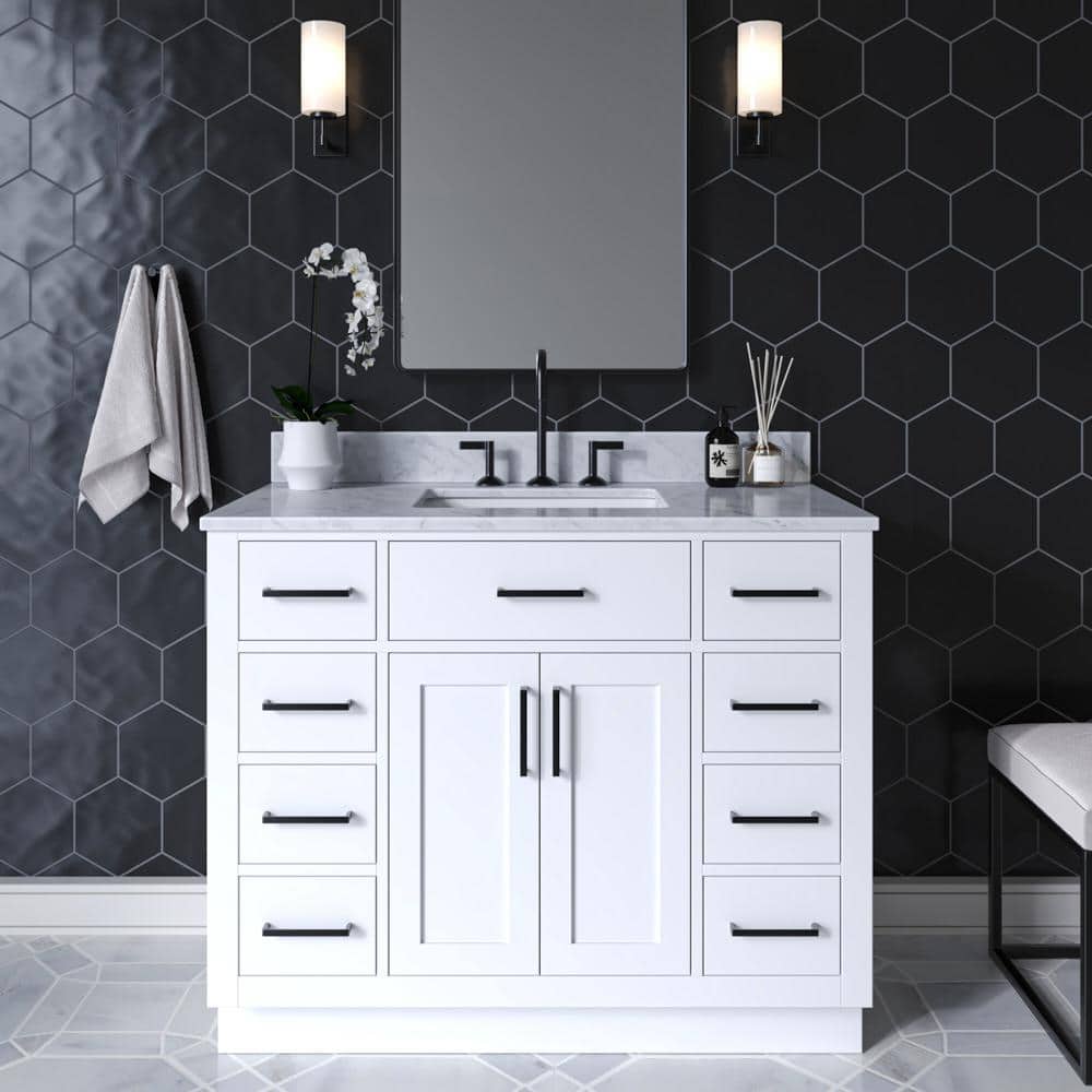 Hepburn 43" White Marble Top Single Basin Vanity