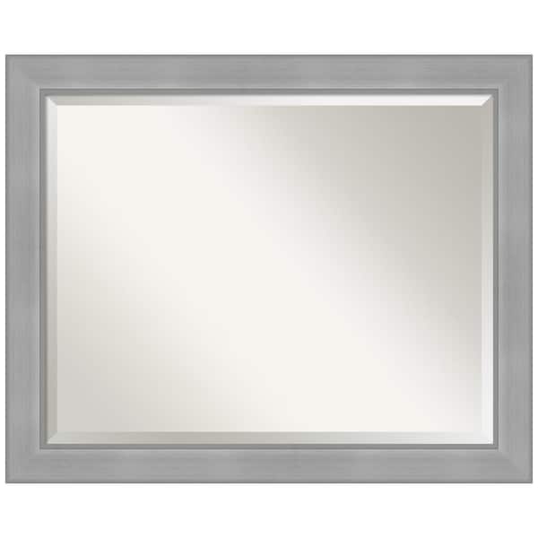 Amanti Art Vista Brushed Nickel 32.25 in. H x 26.25 in. W Framed Wall Mirror