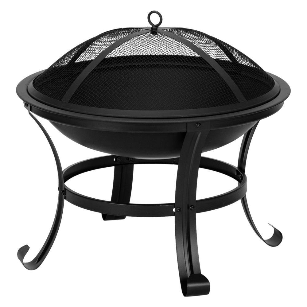 Winado 22 in. W x 20 in. H Round Metal Wood Burning Fire Pit in Black