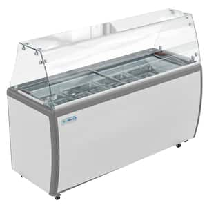 70 in. 20 cu. ft. Manual Defrost Gelato Dipping Cabinet Chest Freezer with Sliding Glass Door and Sneeze Guard in White