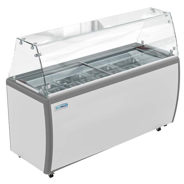 70 in. 20 cu. ft. Manual Defrost Gelato Dipping Cabinet Chest Freezer with Sliding Glass Door and Sneeze Guard in White