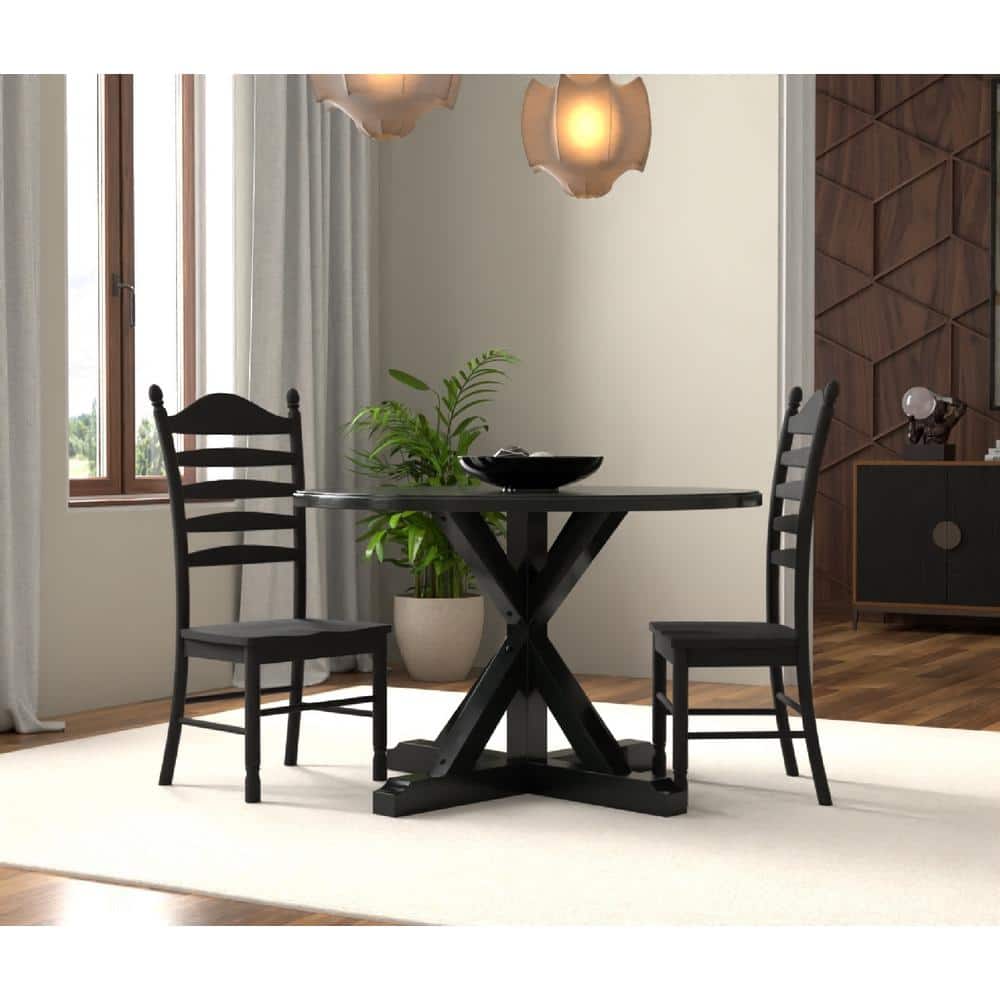 Winslet Round Black Wood X Base Dining Table